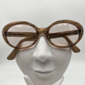 Vintage C.V Vicki Brown Translucent Oval Glasses Frames France